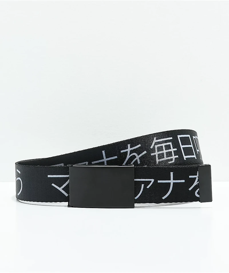 Buckle Down Kanji Black Web Belt