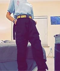 Buckle Down Kanji Yellow & Black Web Belt