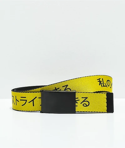 Buckle Down Kanji Yellow & Black Web Belt