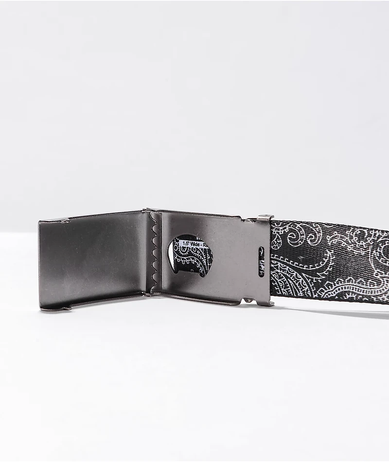 Buckle Down Paisley Black Web Belt
