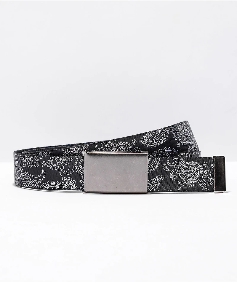Buckle Down Paisley Black Web Belt