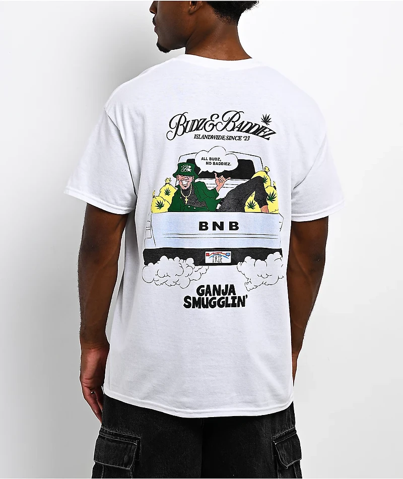 Budz & Baddiez Ganja Smuggler White T-Shirt