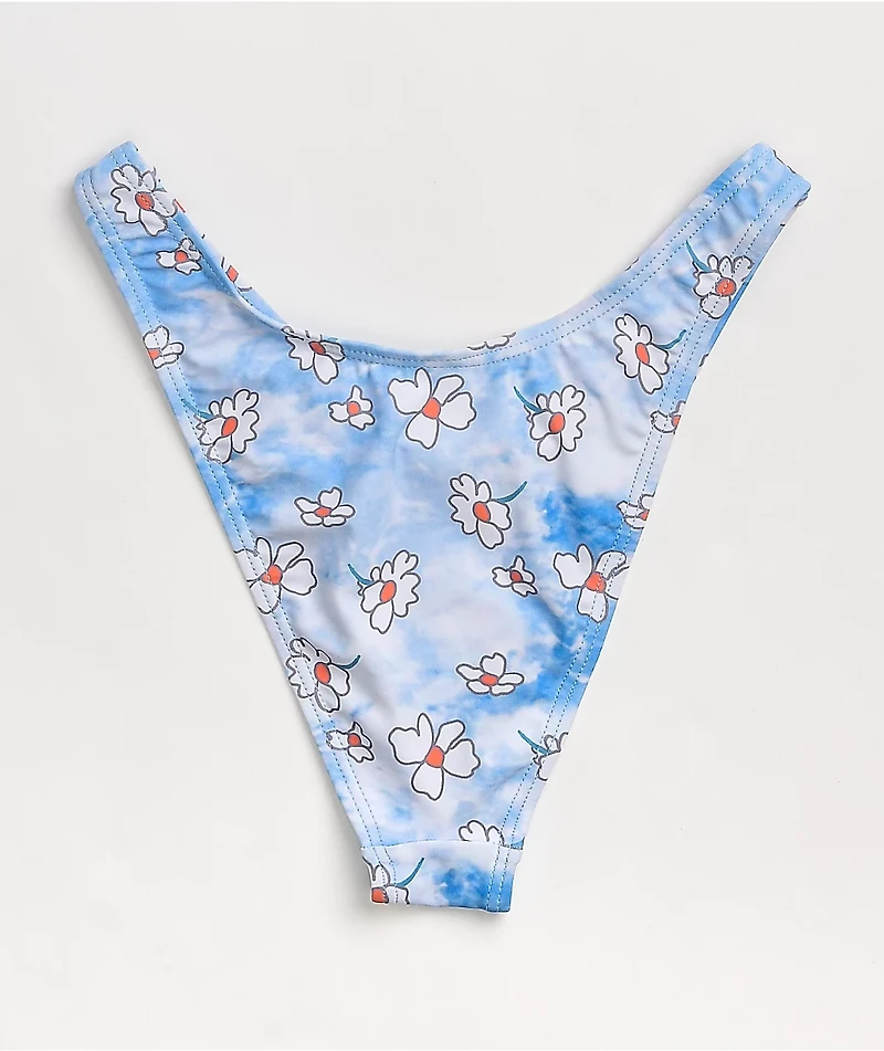 By Samii Ryan Felt Cute Blue Tie Dye High Leg Bikini Bottom