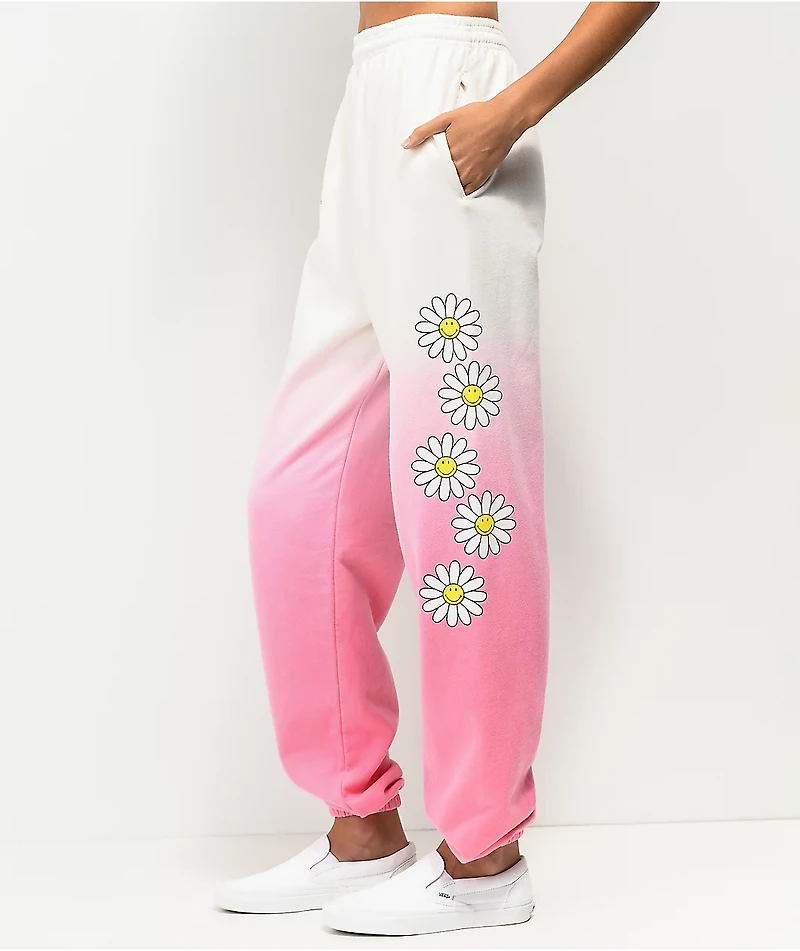 By Samii Ryan x Smiley Kind People Pink & White Dip Dye Sweatpants