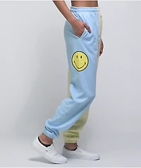 By Samii Ryan x Smiley Smile 4 Me Blue & Yellow Split Sweatpants