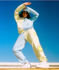 By Samii Ryan x Smiley Smile 4 Me Blue & Yellow Split Sweatpants
