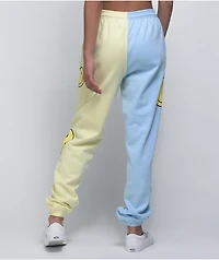 By Samii Ryan x Smiley Smile 4 Me Blue & Yellow Split Sweatpants