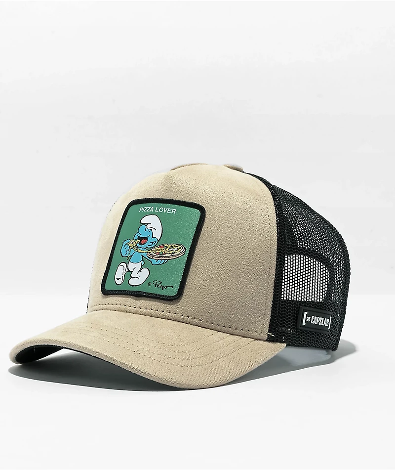 CAPSLAB x Smurfs Pizza Brown Trucker Hat