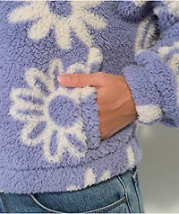Cali 1850 Floral Periwinkle Sherpa Zip Hoodie