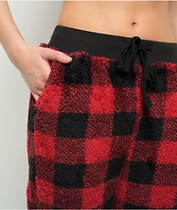 Cali 1850 Sherpa Plaid Red & Black Jogger Sweatpants