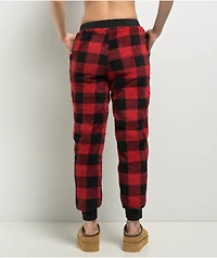 Cali 1850 Sherpa Plaid Red & Black Jogger Sweatpants