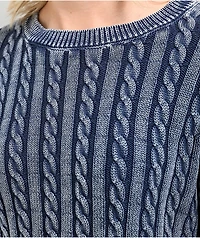Cali 1850 Washed Navy Long Sleeve Crop Sweater