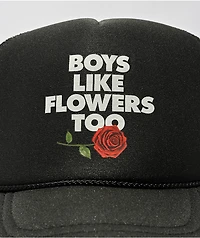 Can't Blame The Youth Boys Like Flowers Black Trucker Hat
