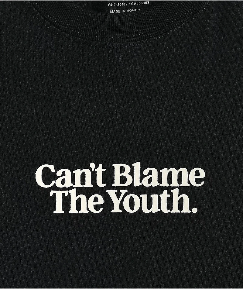 Can't Blame The Youth Serif Logo Black T-Shirt