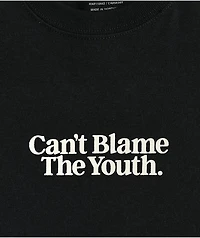 Can't Blame The Youth Serif Logo Black T-Shirt