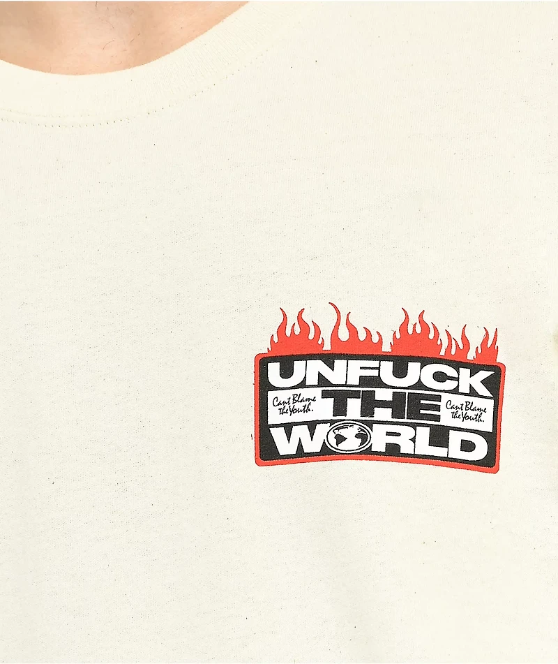 Can't Blame The Youth Unfuck Warning Tan T-Shirt