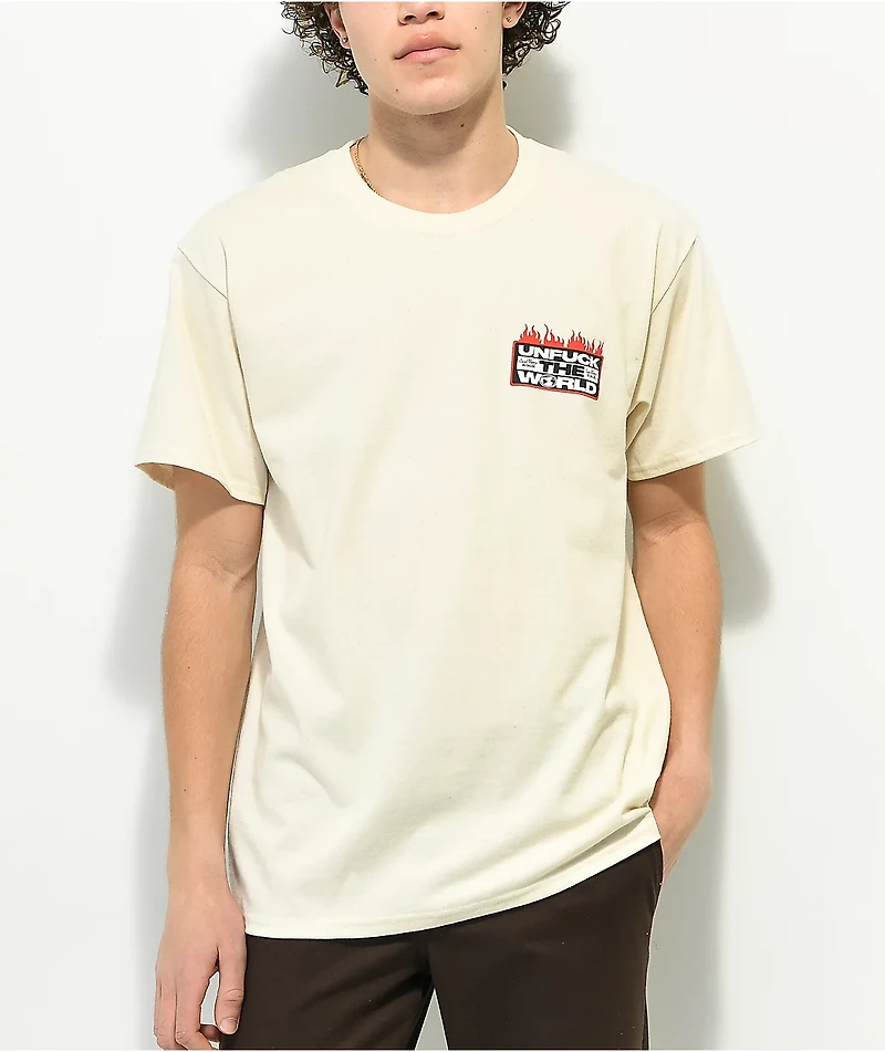 Can't Blame The Youth Unfuck Warning Tan T-Shirt
