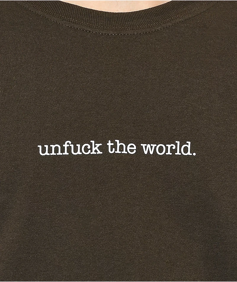 Can't Blame The Youth Unfuck World Brown T-Shirt