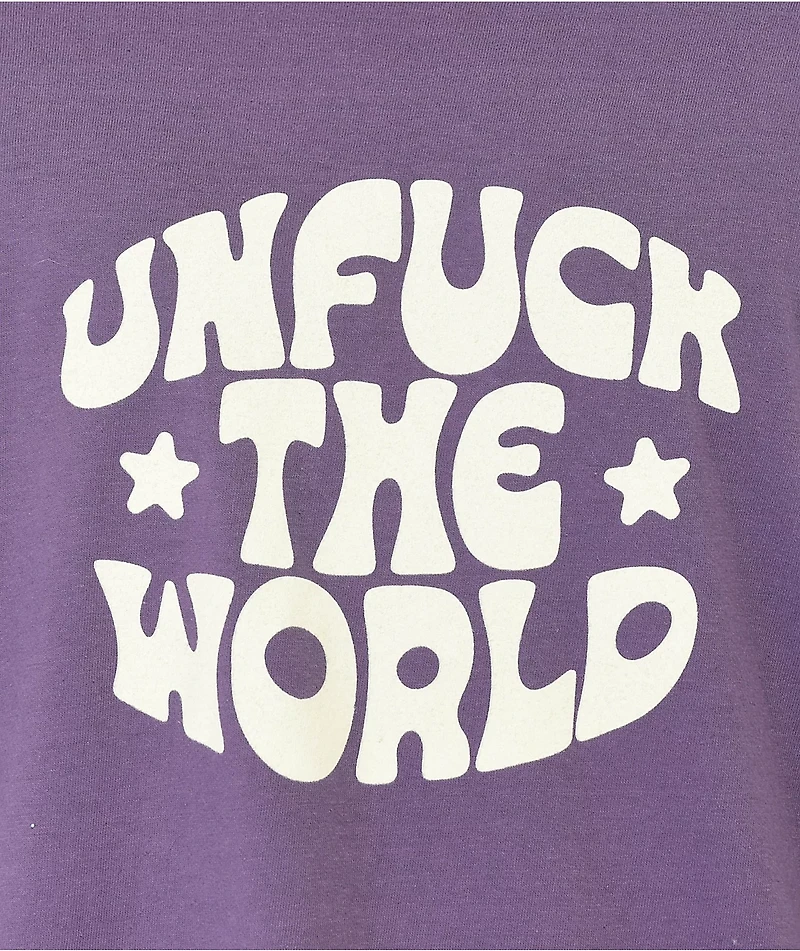 Can't Blame The Youth Unfuck World Purple Wash T-Shirt