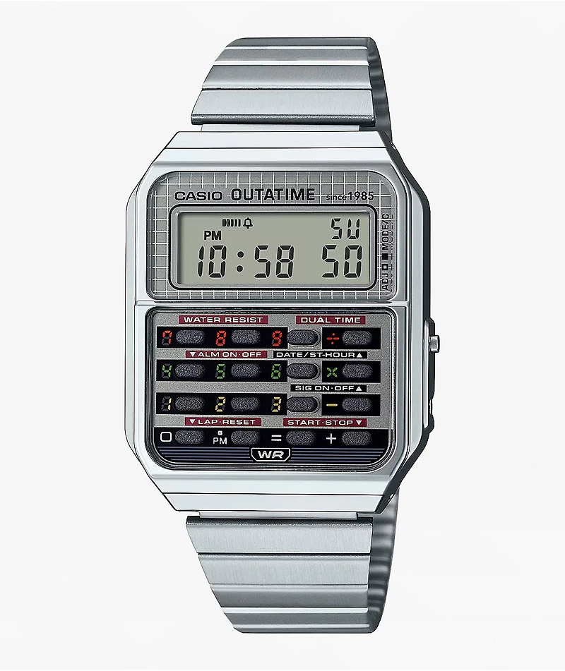 Casio  x Back To The Future CA500WEBF-1A Vintage Silver Digital Calculator Watch