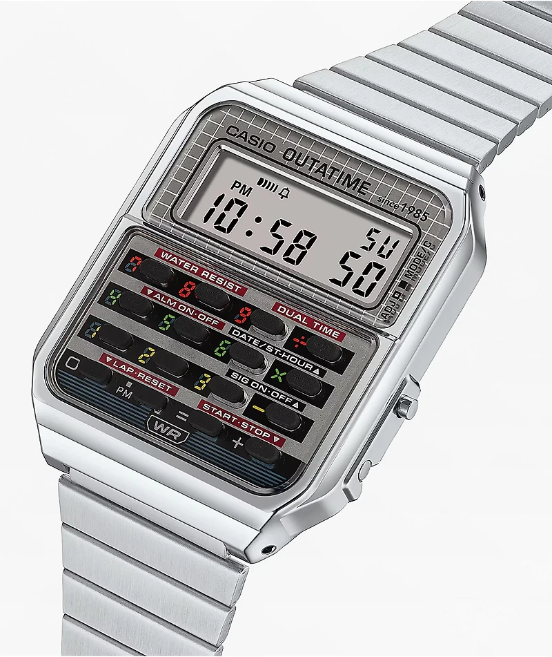 Casio  x Back To The Future CA500WEBF-1A Vintage Silver Digital Calculator Watch