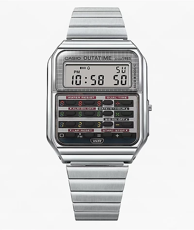Casio  x Back To The Future CA500WEBF-1A Vintage Silver Digital Calculator Watch