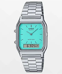 Casio AQ230A-2A2VT Silver & Teal Analog Watch
