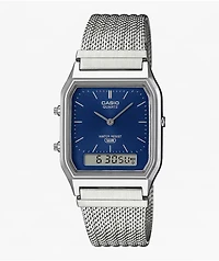 Casio AQ230EM-2A Silver & Blue Analog & Digital Watch