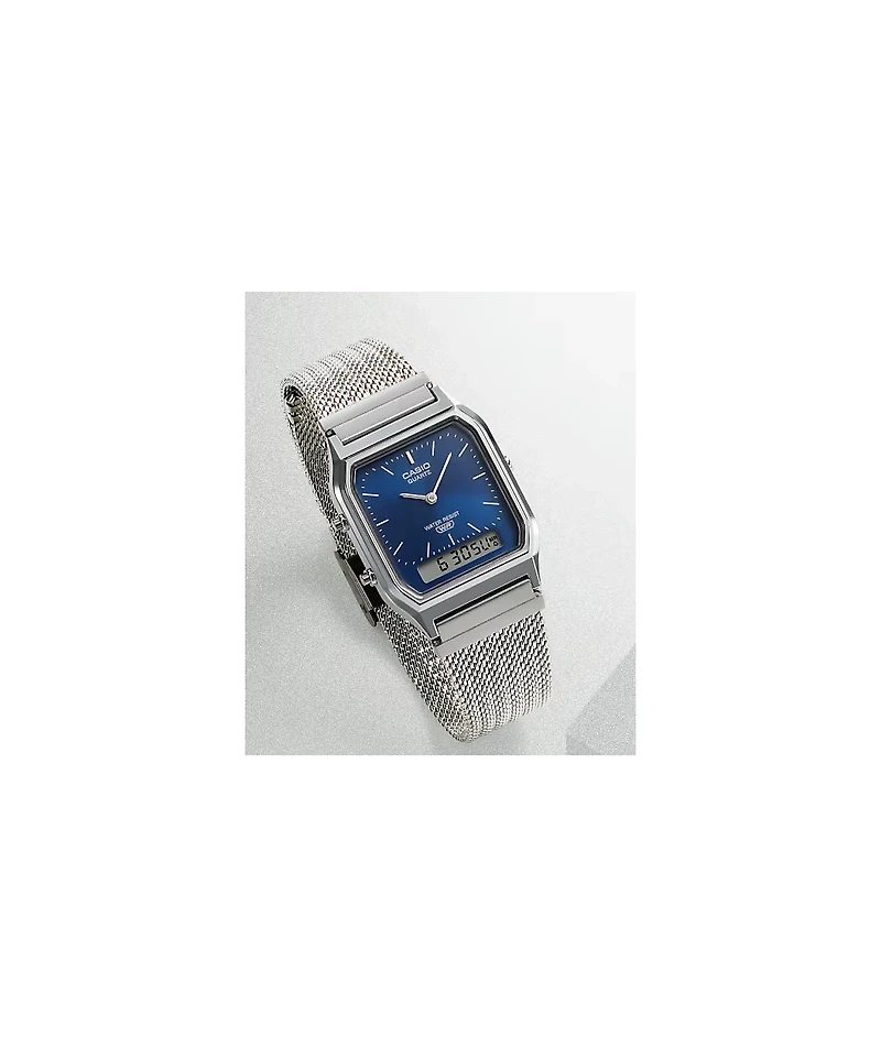 Casio AQ230EM-2A Silver & Blue Analog & Digital Watch