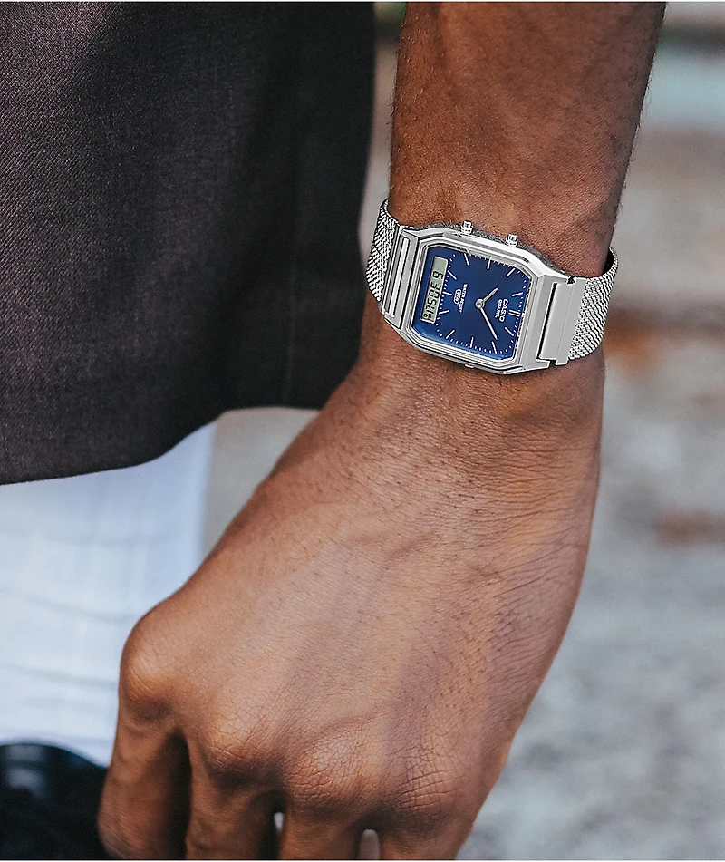 Casio AQ230EM-2A Silver & Blue Analog & Digital Watch