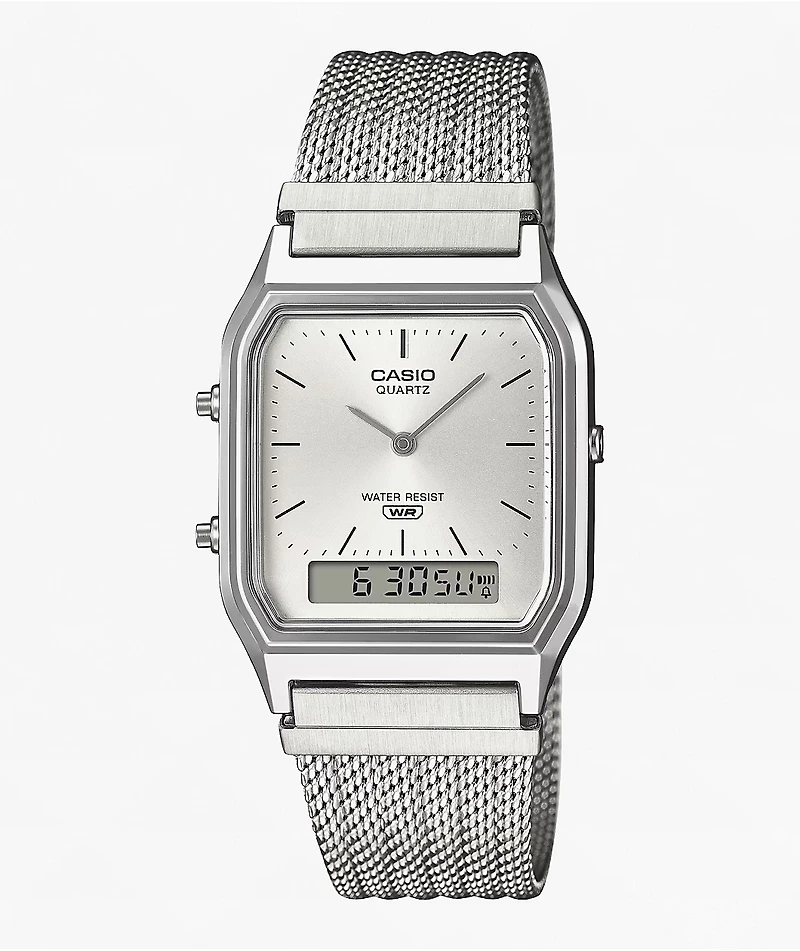 Casio AQ230EM-2A Silver Analog & Digital Watch