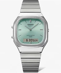 Casio AQ240E-2A Silver & Warm Blue Analog & Digital Watch