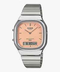 Casio AQ240E-4A Silver & Warm Orange Analog & Digital Watch