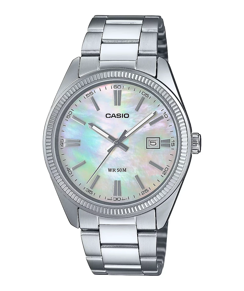 Casio MTP130PSC-7AVVT Silver & Shell Analog Watch