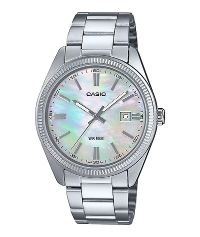 Casio MTP130PSC-7AVVT Silver & Shell Analog Watch