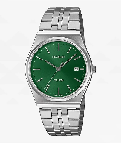 Casio MTPB145D-3A Silver & Green Analog Watch