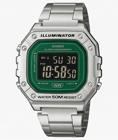 Casio W218HD-3AVCF Silver & Green Digital Watch