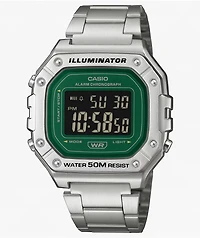 Casio W218HD-3AVCF Silver & Green Digital Watch