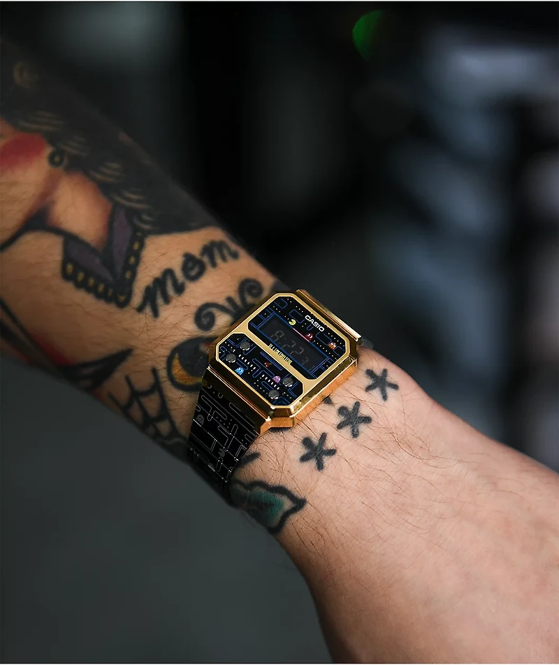 Casio x Pac-Man A100WEPC-1B Vintage Black & Gold Digital Watch