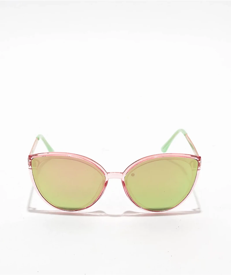Cat Eye Pink & Green Sunglasses