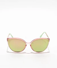 Cat Eye Pink & Green Sunglasses