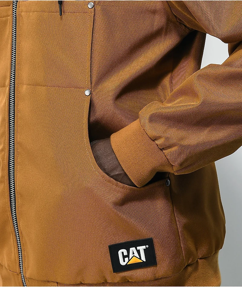 Caterpillar Light Brown Hooded Work Jacket