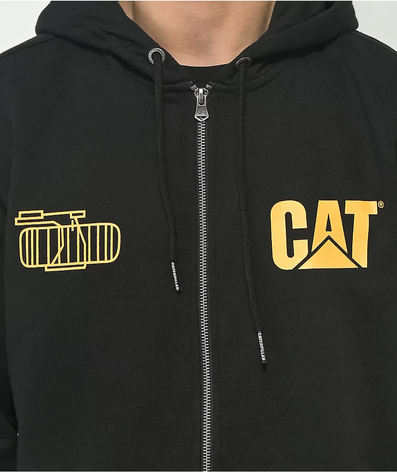 Caterpillar Logo Black Zip Hoodie