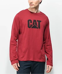 Caterpillar Original Fit Logo Maroon Long Sleeve T-Shirt
