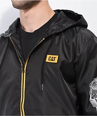 Caterpillar Schematics Black Windbreaker Jacket