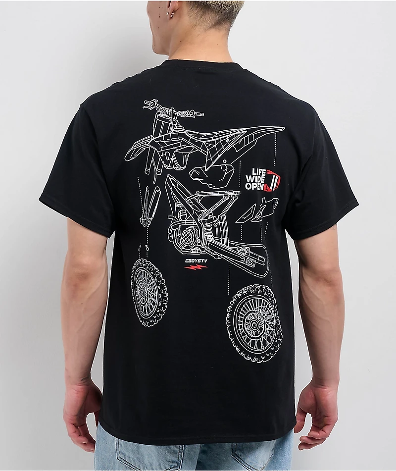 CboysTV Dirtbike X-Ray Black T-Shirt