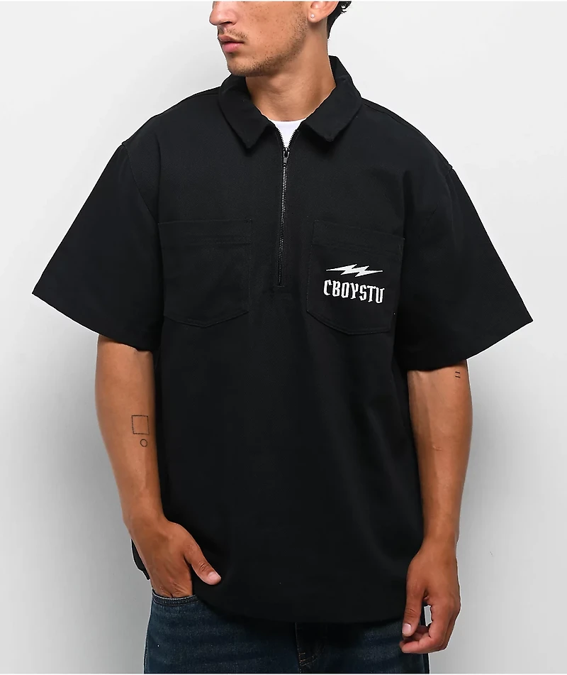 CboysTV Life Wide Open Black Quarter Zip Work Shirt