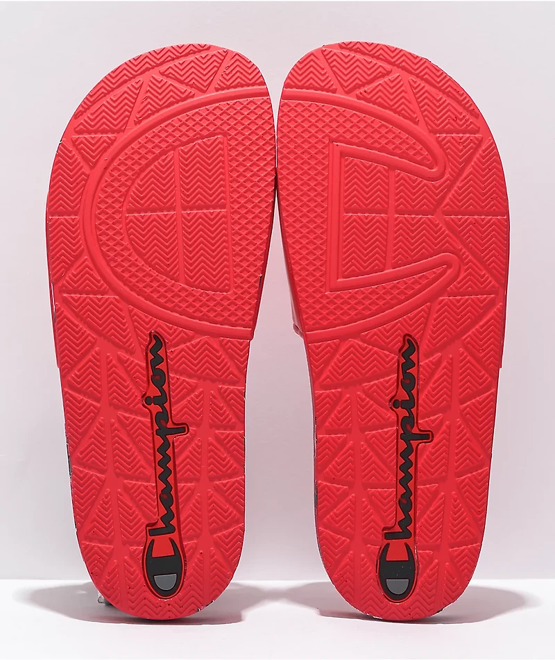 Champion 3Peat Red Slide Sandals