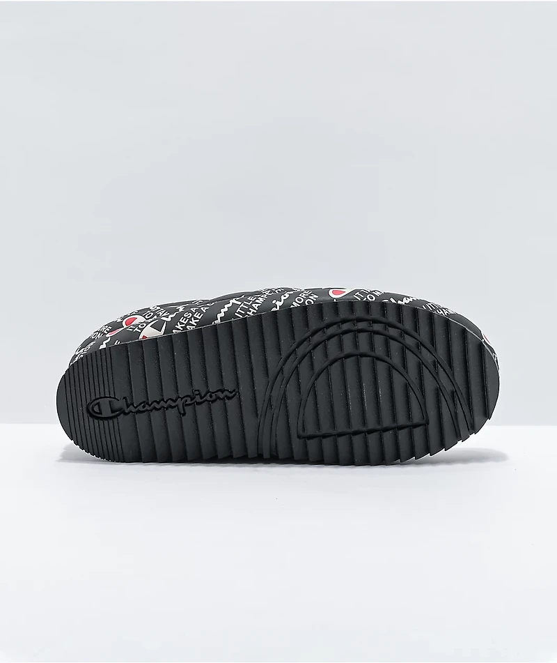 Champion Boys Varsity Reflective Black Slippers