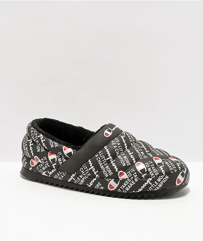 Champion Boys Varsity Reflective Black Slippers